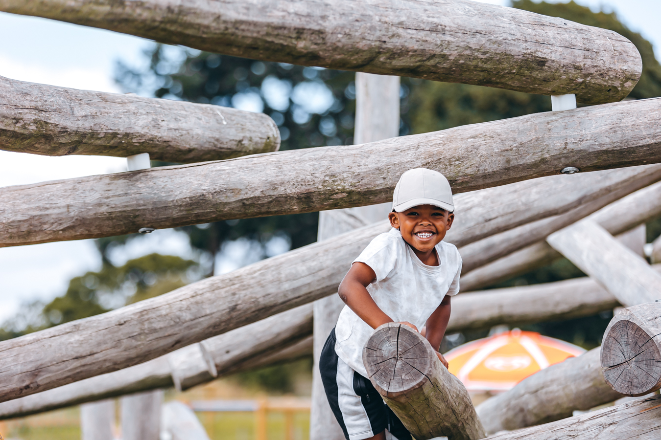 Boy on climbing frame