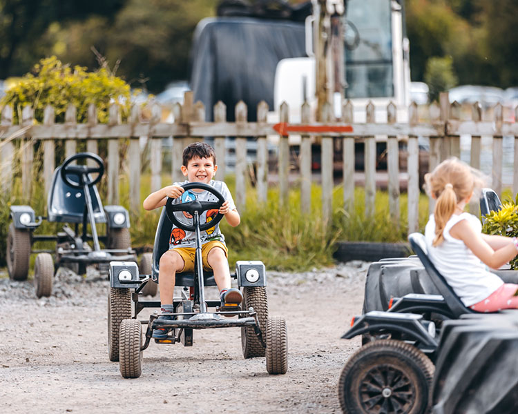 Kids driving mini cars