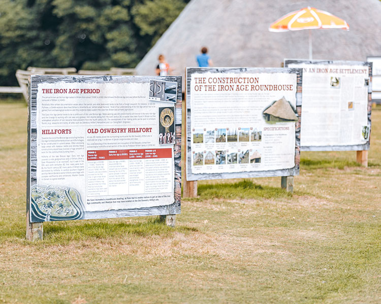 info boards about the iron age roundhouse