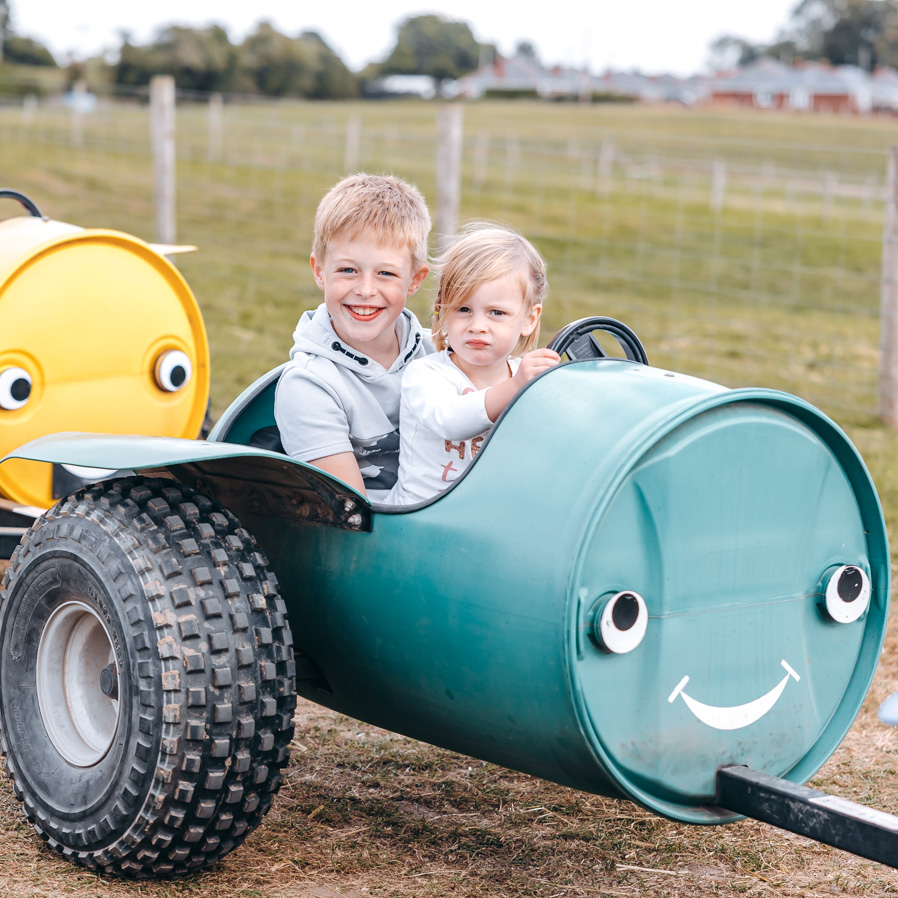 Barrel train outdoor play