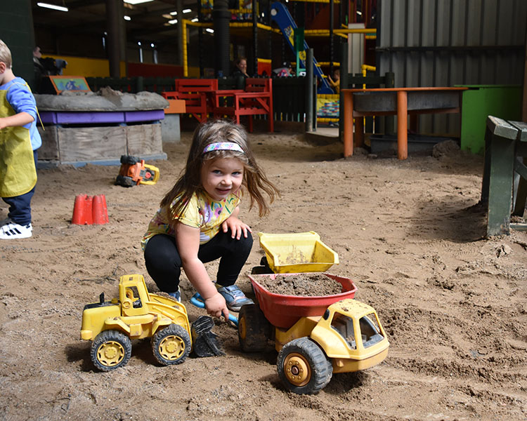 sand and water play at park hall